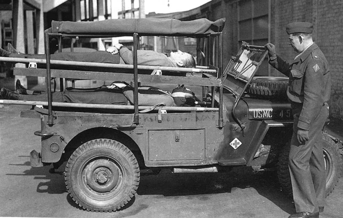 Military Ambulances bearing the 